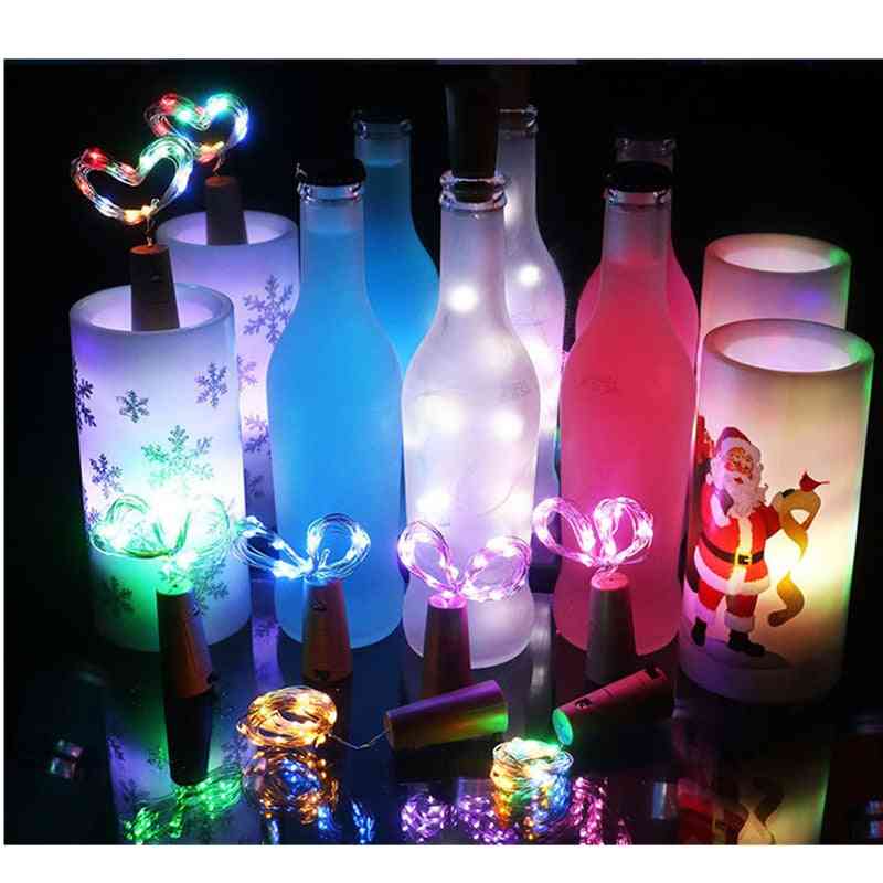 Luz de botella de corcho a batería, barra de hilo LED de bricolaje, tira de tapón de fiesta de cumpleaños - blanco cálido / 1 m