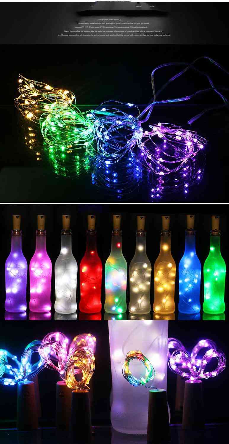 Lumină pentru sticlă de plută alimentată cu baterie, bară de șiruri cu LED-uri, bandă de dop pentru petrecere de ziua de naștere