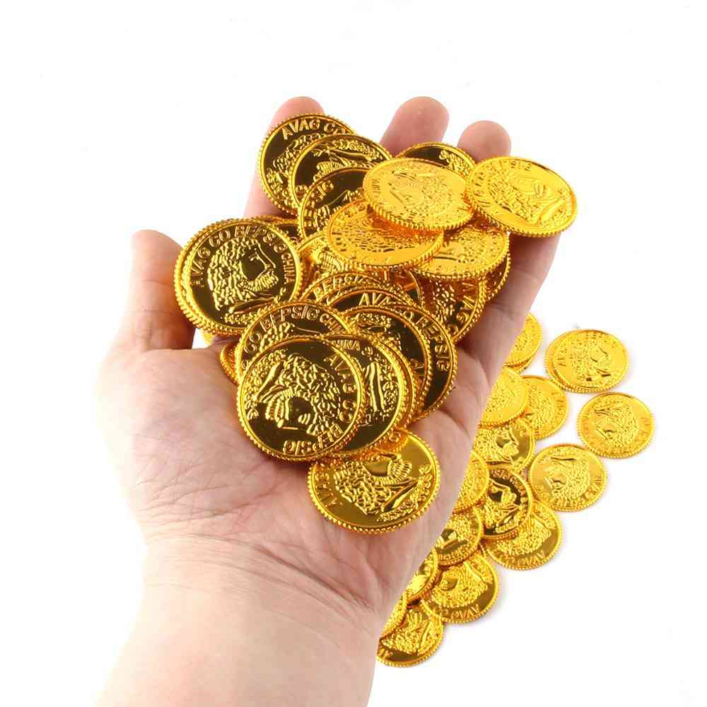 Plastic Pirate Gold Coins For Play Favor Party - Treasure Hunt Game