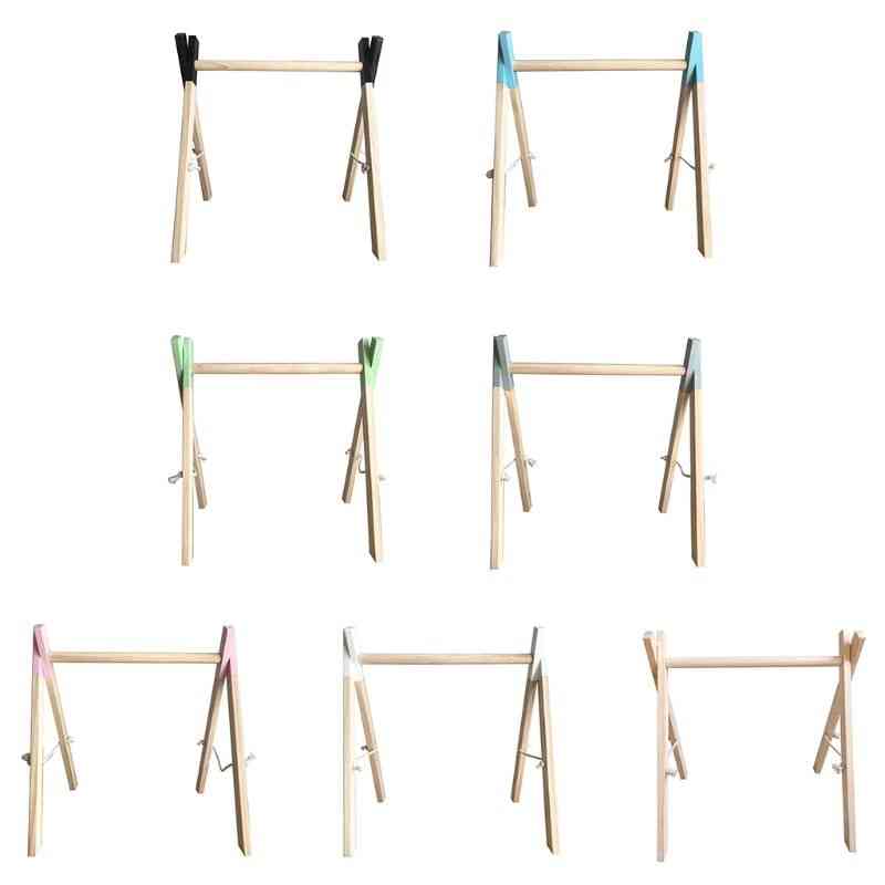 Nordic Simple Wooden Newborn Baby Fitness Rack, Kids Sensory Ring-pull Toy