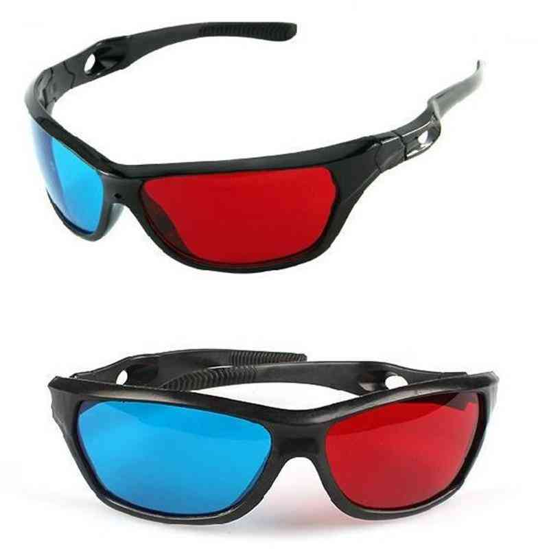 Zwart frame universele 3d plastic bril / oculos / rood blauw cyaan 3d glas anaglyph 3d filmspel dvd -
