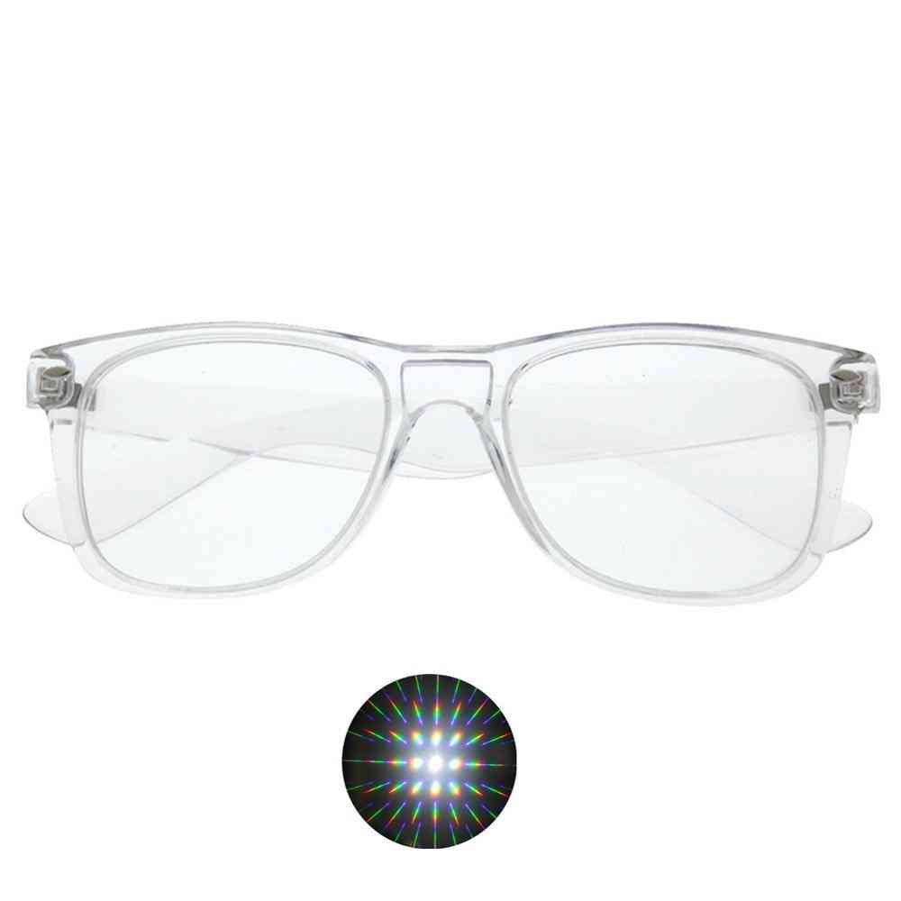 1 pz 3d ultimate diffraction glasses-3d prism effect, edm rainbow style, rave frieworks, starburst glasses for festival - colore bianco