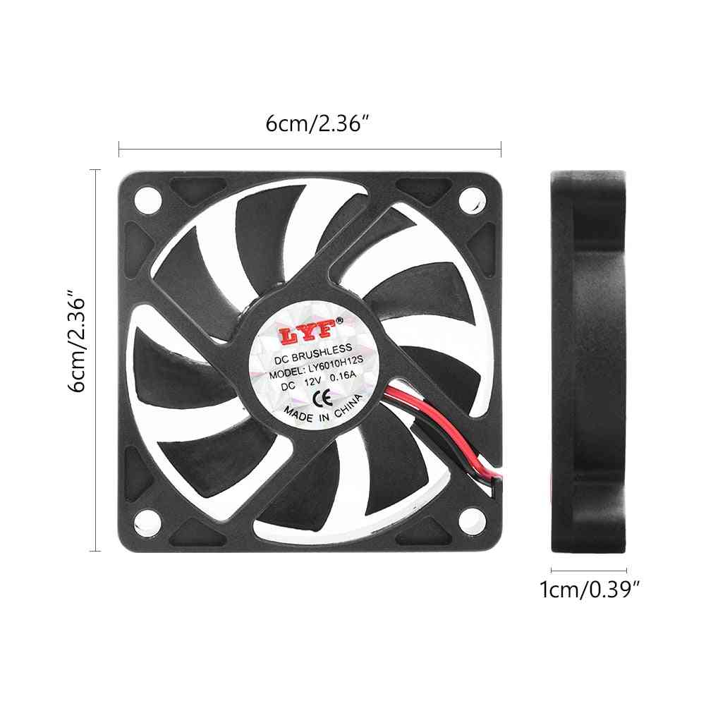 12v Dc Cooling Fan For  Computer Pc With Diametre 60 X 60 X 12mm And 2 Pins