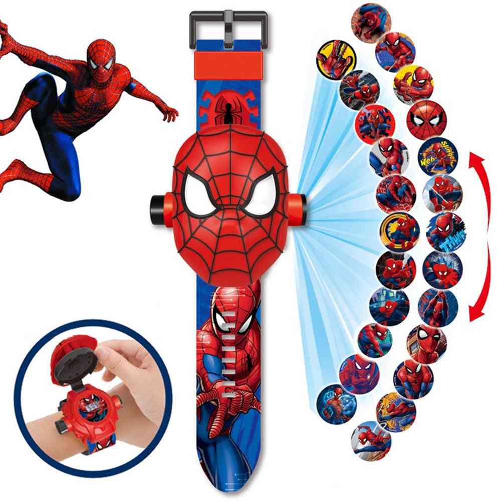 Magische Projektion Uhr Spielzeug für Kinder elektronische Geräte, Wunder, Rächer, Superhelden, Ironman, Spiderman Junge Mädchen Geschenk - Auto keine Box