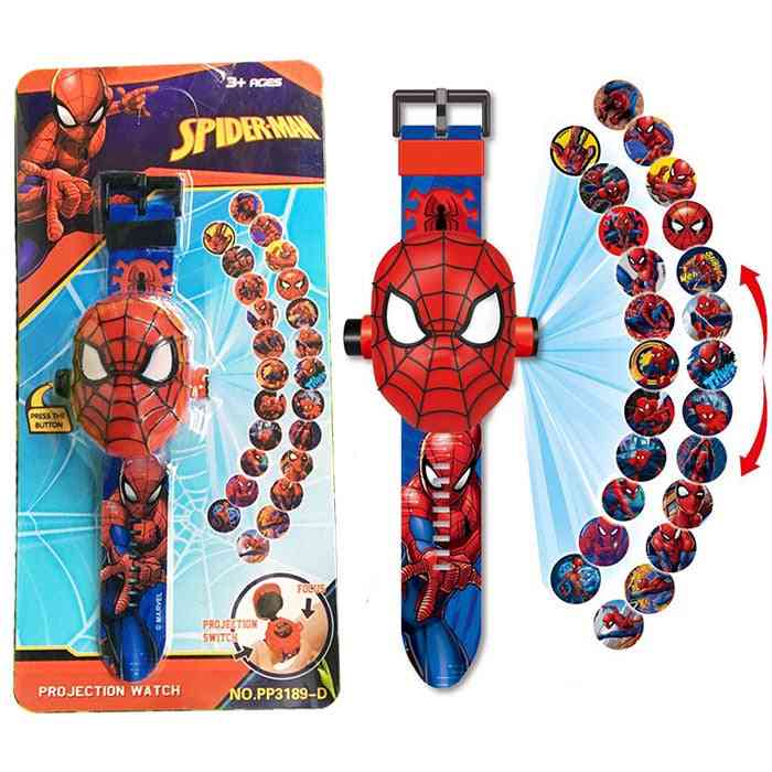 Magisk projektion klocka leksaker för barn elektroniska prylar, underverk, hämnare, superhjältar, ironman, spiderman pojke flickor gåva - bil ingen låda