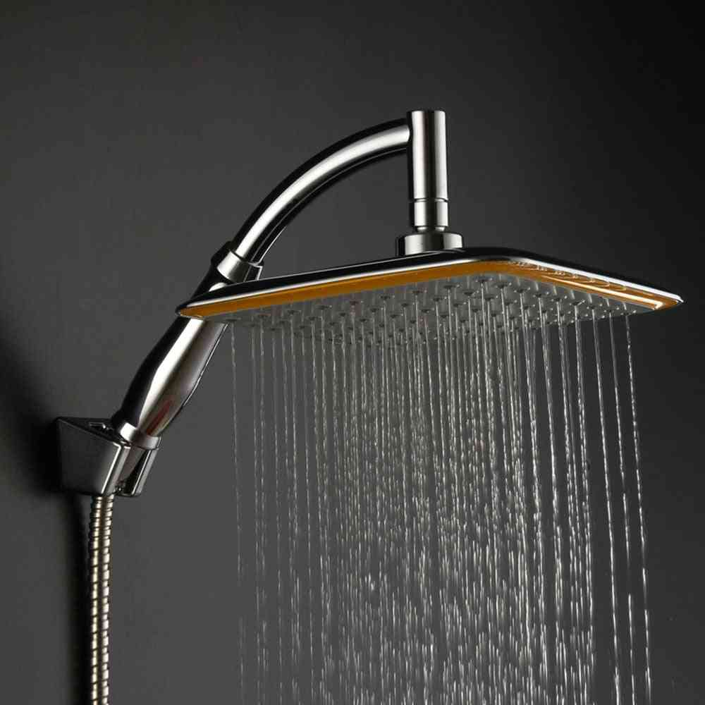 Rainfall Shower Head - Chrome Pressure Saving Holder Bathroom Set