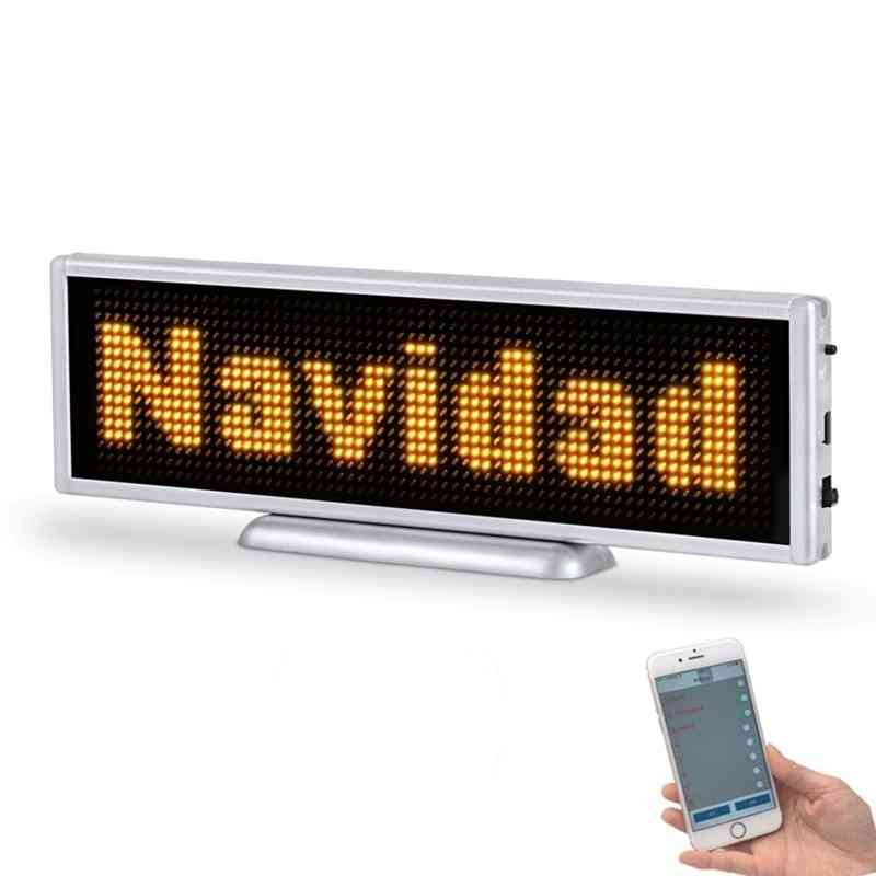 Pantalla LED recargable por bluetooth, pantalla de desplazamiento portátil, escritorio para automóvil o letrero colgante - rojo