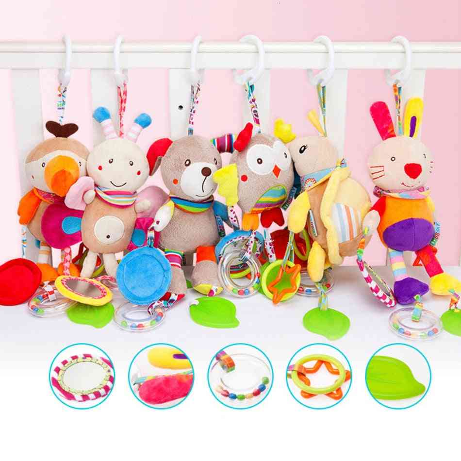 Cărucior de pluș moale pentru cărucior jucării pentru copii, cărucior de pat cu desene animate animale agățat cu păpușă cadou jucărie educativă