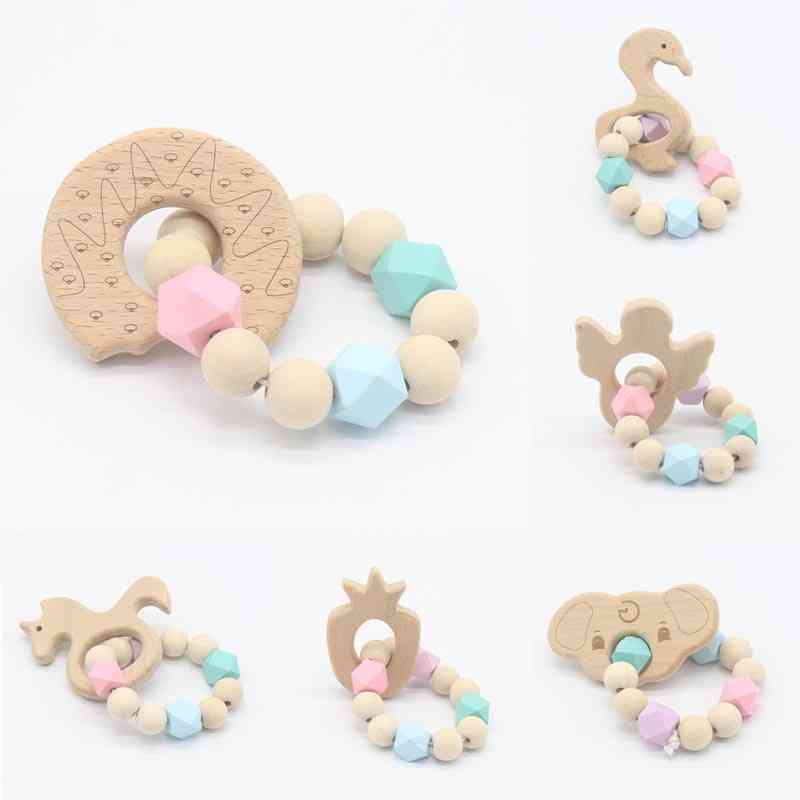 Safe Beech Wood, Different Patterns Baby Teether-bracelet