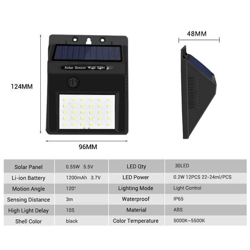 Bezdrôtové senzorové vedené solárne nástenné svetlo pre vonkajšie použitie