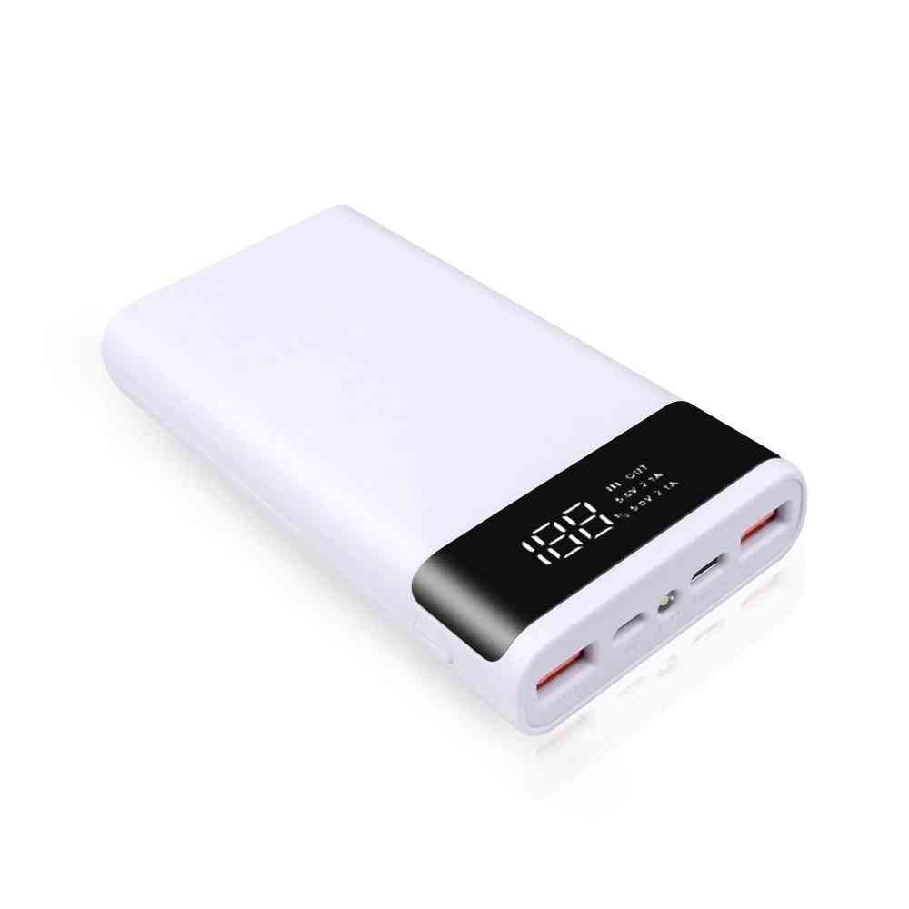 Dual Micro USB Typ C, Power Bank Shell 5V, Gehäuse Batterieladungsbox, ohne Batterie - 6x18650 weiß
