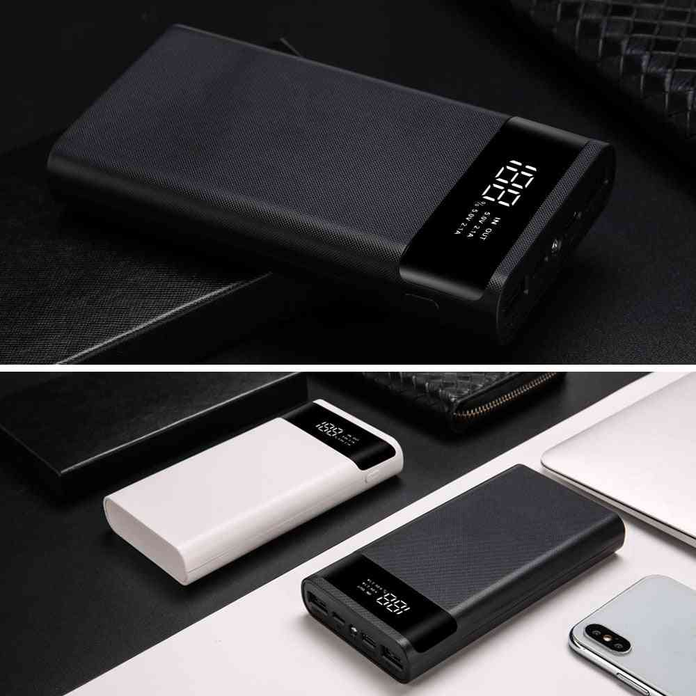 Dual Micro USB Typ C, Power Bank Shell 5V, Gehäuse Batterieladungsbox, ohne Batterie - 6x18650 weiß