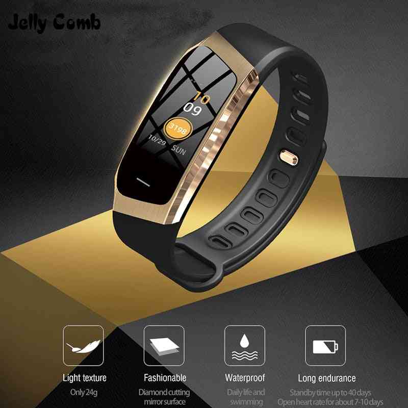 Reloj inteligente para android / ios, presión arterial, monitor de frecuencia cardíaca, reloj deportivo y fitness, reloj inteligente bluetooth 4.0 para hombres / mujeres - negro y dorado