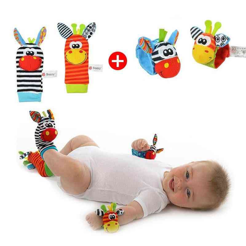 Baby mjuk plysch 4 stycken fothandledskallerset tecknad nyfödd utveckling pedagogiska leksaker för barn gåva - ko pack med 4st