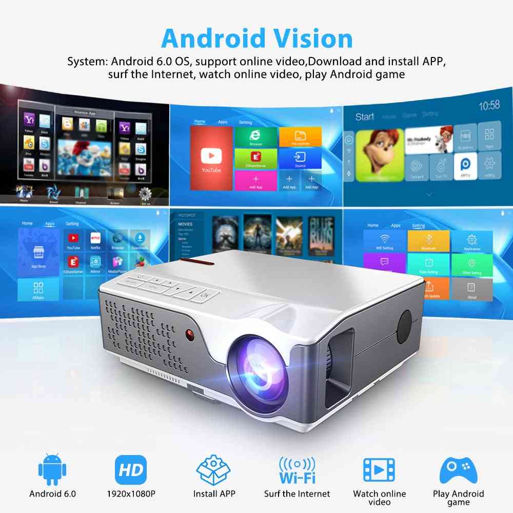 Fuld hd projektor td96 / td96w android wifi ledet native 3d hjemmebiograf - android version