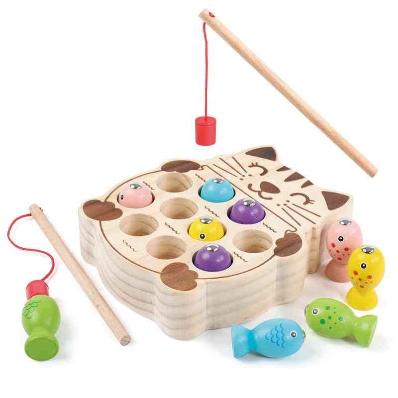 צעצועי מונטסורי מעץ לגיל הרך - משחק דיג מגנטי - הוראת חינוך מוקדם לתינוק -