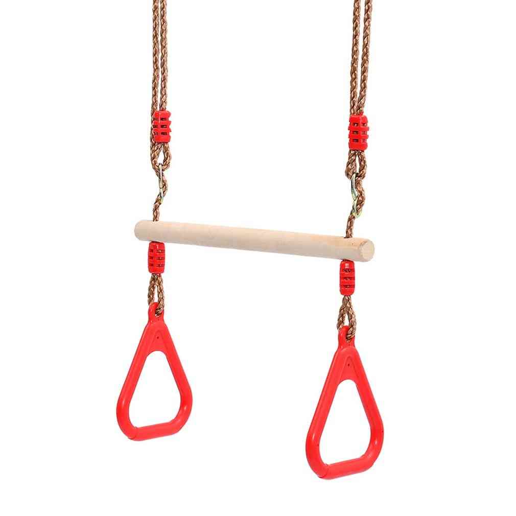 Multifunction Wood Trapeze Swing With Plastic Rings For Chhildren