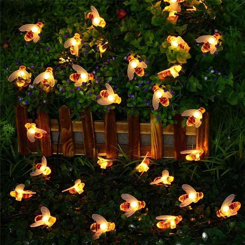 Solar Powered Cute Honey Bee, Led Fairy Light For Outdoor Garden Decoration