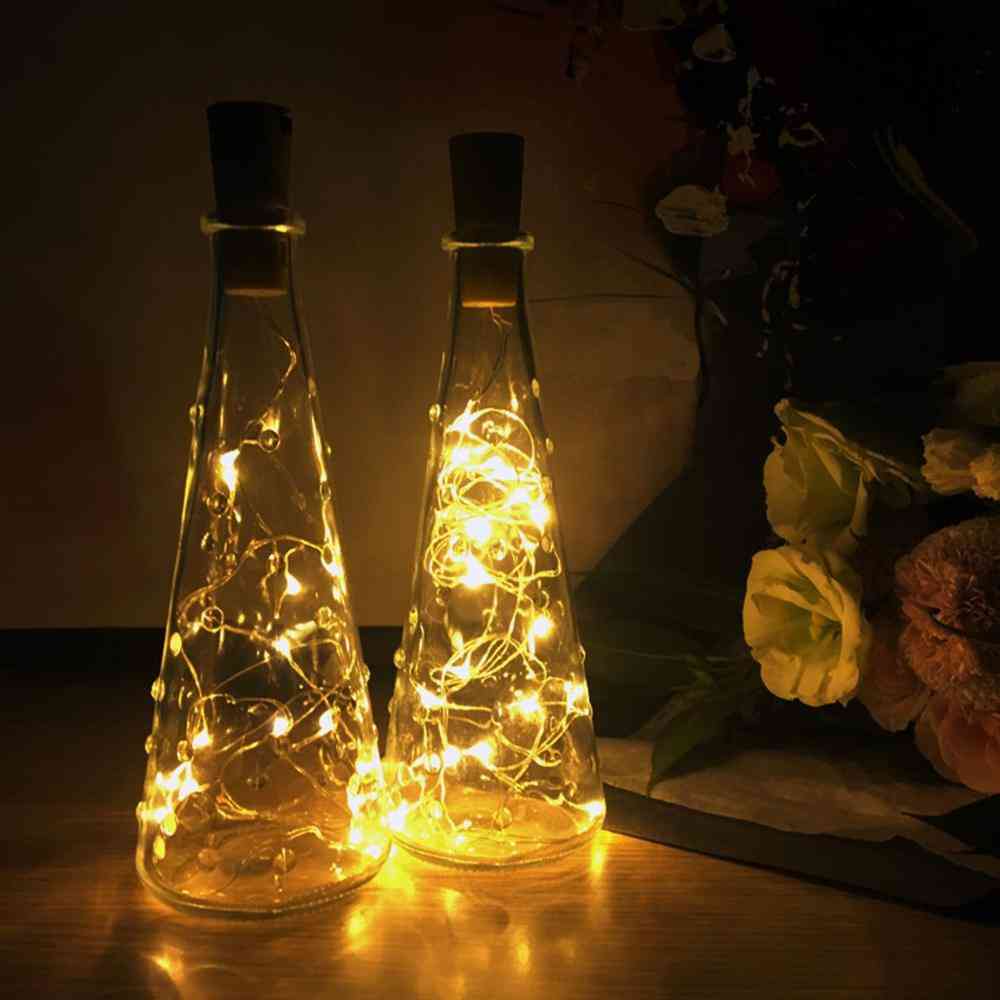 2m, Led Wine Bottle Lights With Cork Battery For Garden