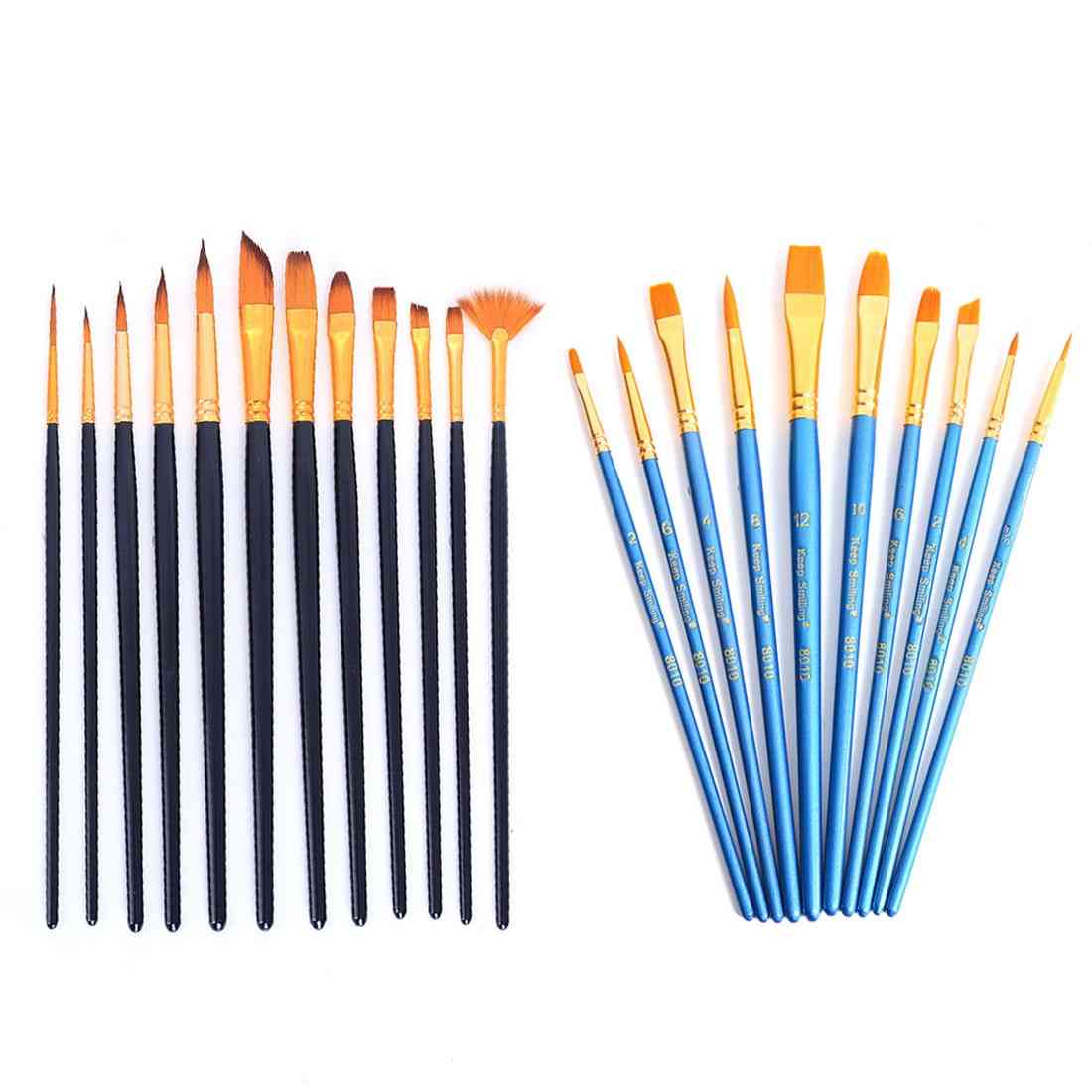 Nylon haarverf penselen set voor gouache / acryl / olie modelbouw gereedschap speelgoed en hobby's zwart blauw -