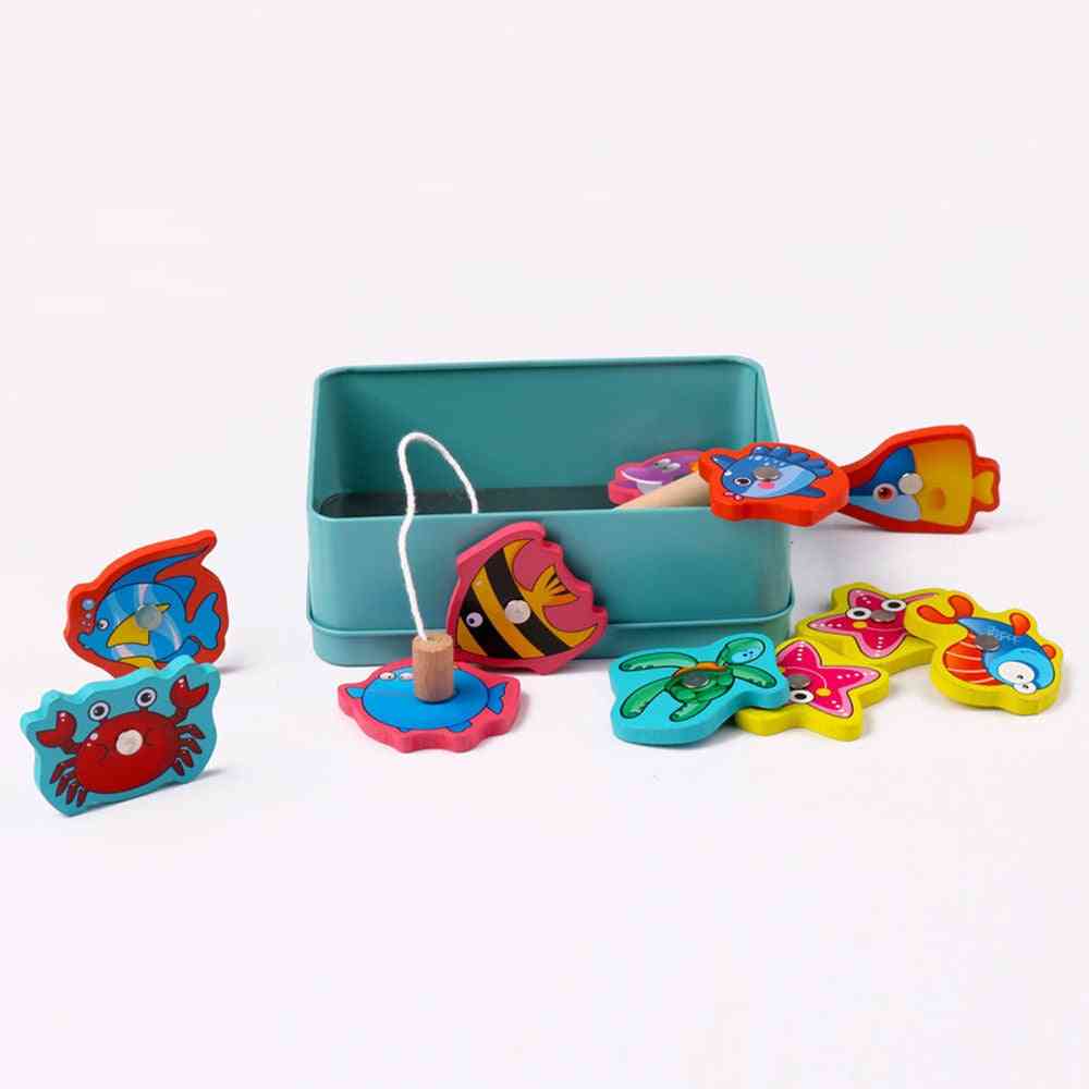 Set di giocattoli da pesca magnetici in legno per esterni educativi giocattolo interattivo di scambio genitore-figlio