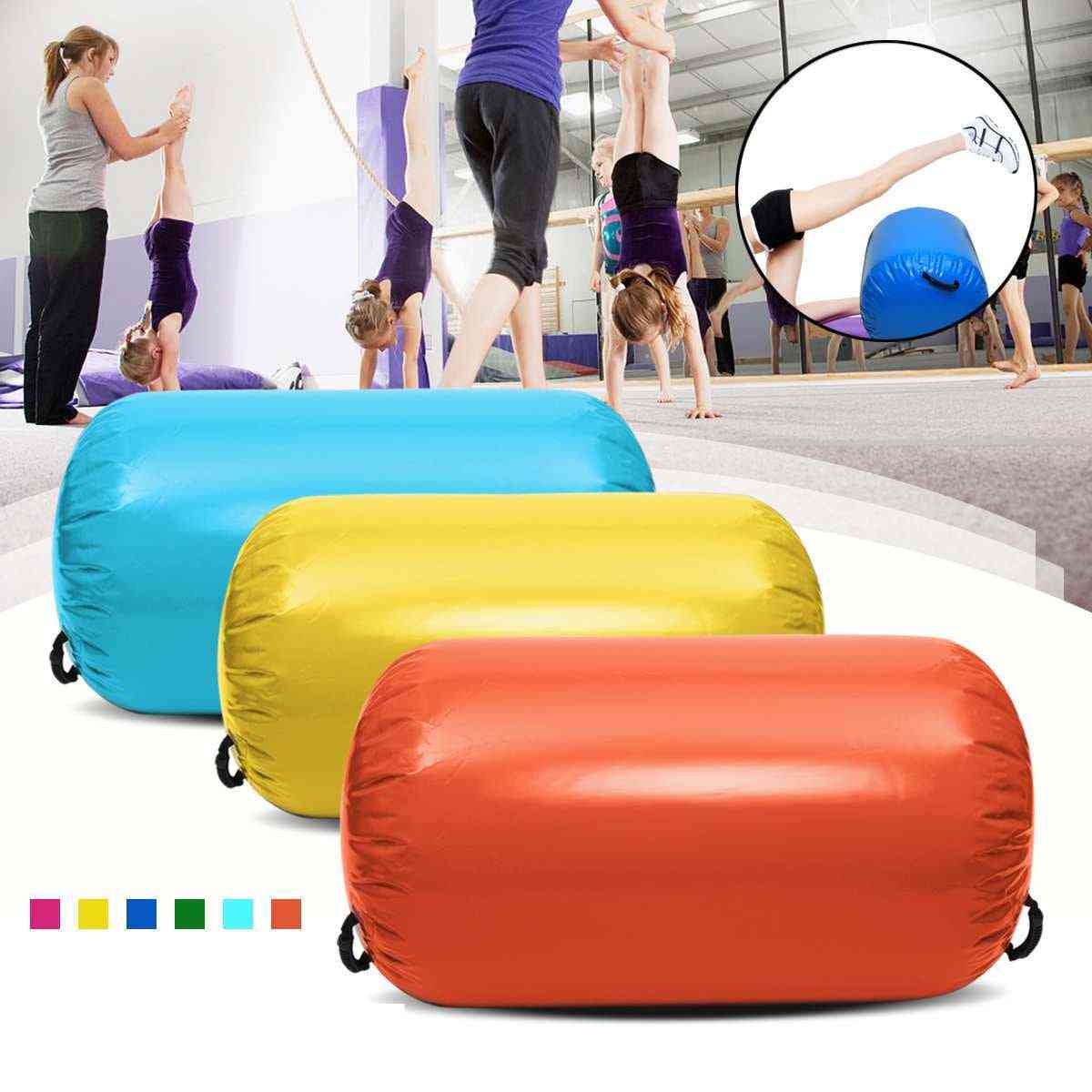 Airtrack oppblåsbare gymnastikk gym air mat gulv for hjemme trening invertert backflip rund kolonne tumbling. - svart