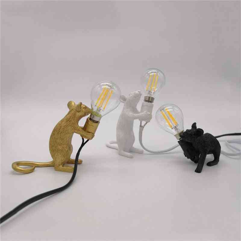 Mini Cute Led Night Lights - Nordic Resin Animal Rat And Mouse Table Lamp