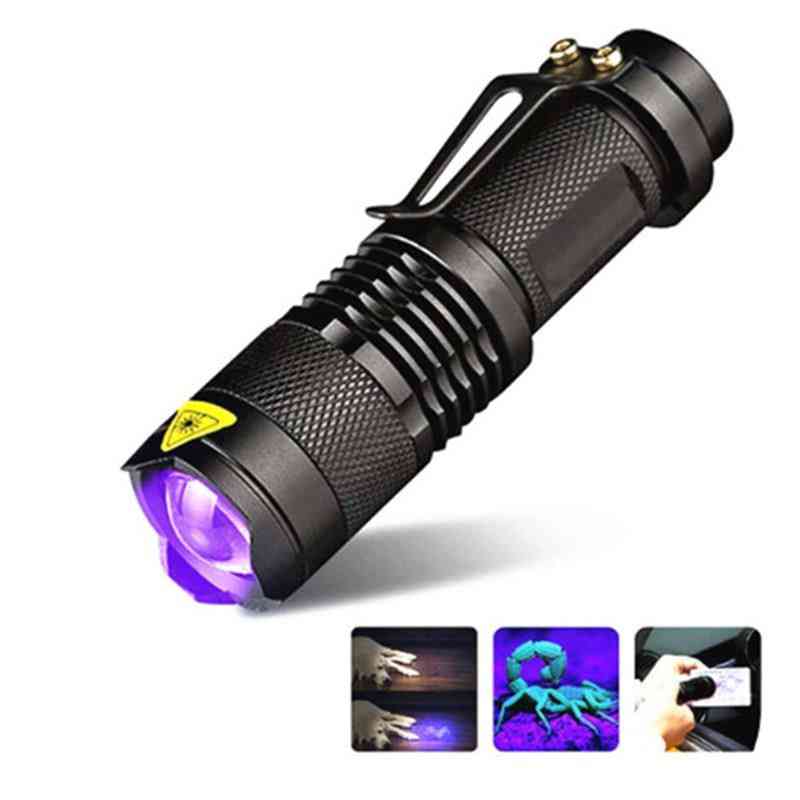 Lampe uv lampe de poche ultraviolet led torche stérilisateur zoomable pet urine tache sonde d'hygiène scorpion chasse lumière violette