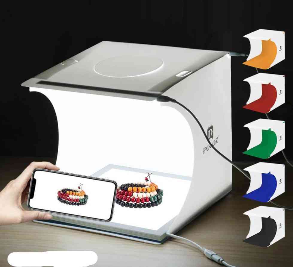 Prenosné fotoateliérové stolové ľahké fotografické štúdio - sada softboxov na fotografovanie stanov