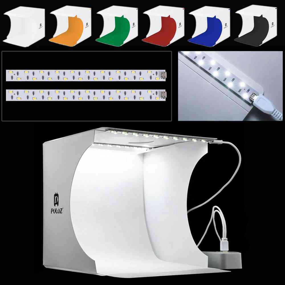 8,7-tums bärbar fotostudio-skjutljuslåda, softbox-kit för tältfotografering - 1 LED-panel