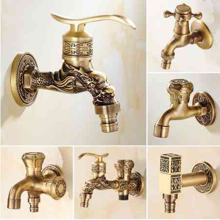 Wall Mount, Antique Design, Dragon Carved-brass Water Tap