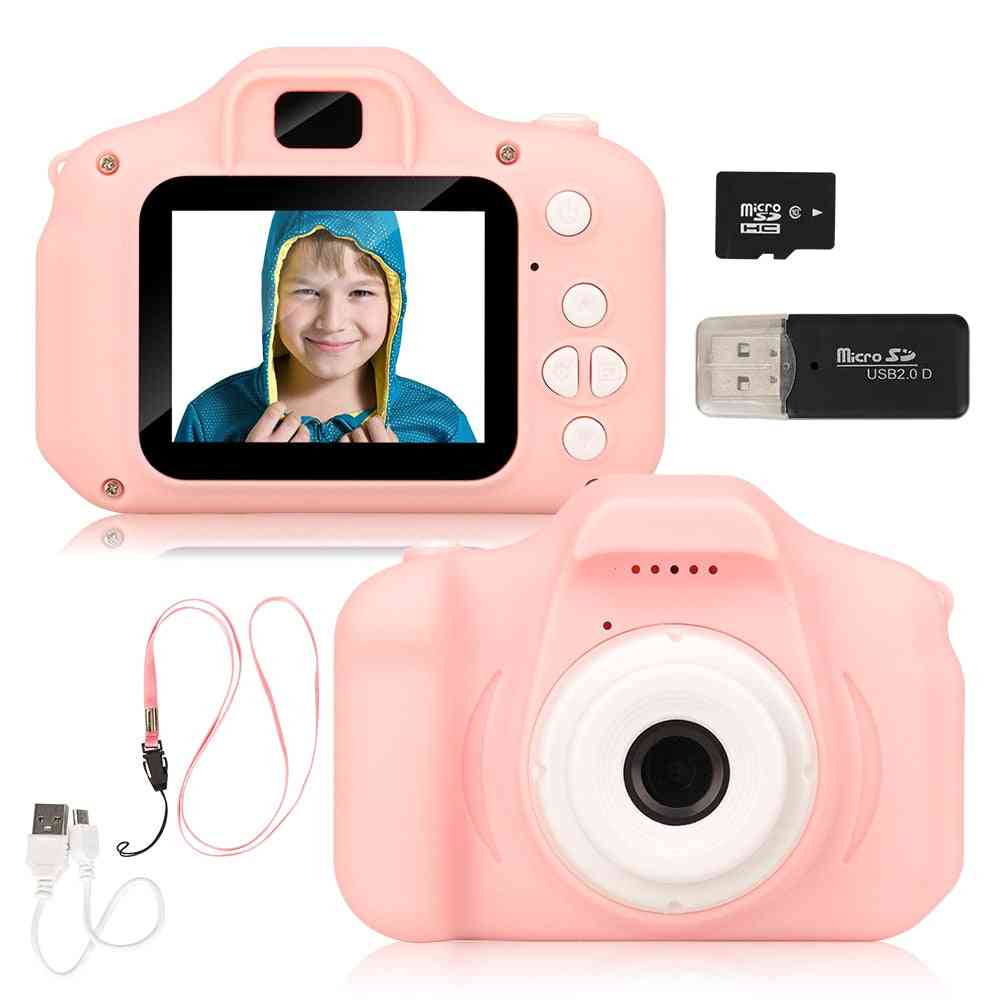 Kindercamera oplaadbare roze foto video afspelen 32 gb kinderspeelgoed voor kind meisje verjaardagscadeau - met 32 gb card-1052