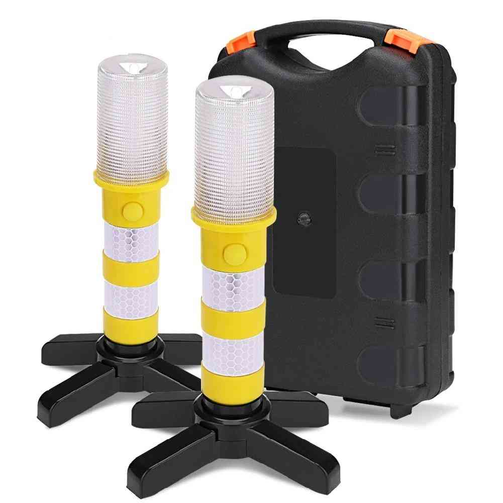 Led, Magnetic, Emergency Baton Flashlight - Road Security Flashing Strobe Lamp With Storage Case