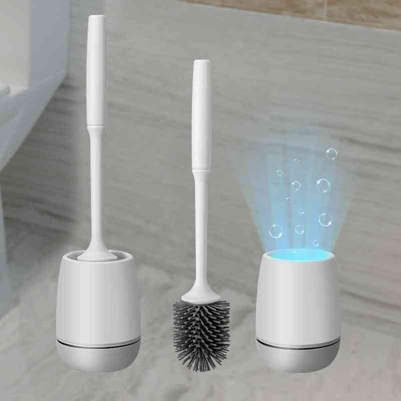 Silicone Toilet Brush  And Holder Set, Wall-mounted Or Floor-standing