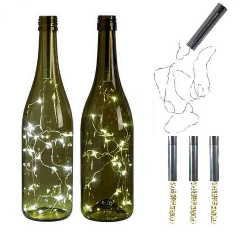 String Lights Silver Led Wine Bottle Battery Powered Cork Shape Glass Stopper Lamp Christmas Garlands Decor