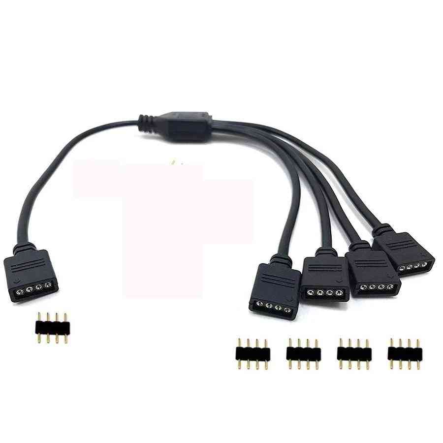 4-pins rgb led tape connector 1 tot 1, 2, 3, 4, 5 plug power splitter kabel, 4-pins naald vrouwelijke connector draad voor rgb led strip licht