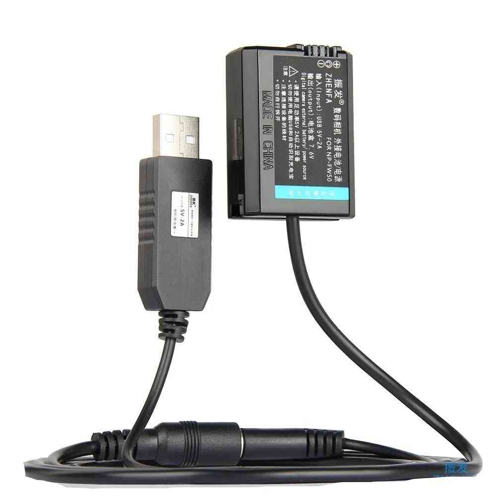 5V-USB NP-FW50 Dummy-batterij AC-PW20 DC Koppeling Voedingsadapter voor Sony Alpha 7 / A7 / A7S / A7II / A7R / A3000 / A5000 / A6000 / Nex5 / Nex3 / Nex (USB) -