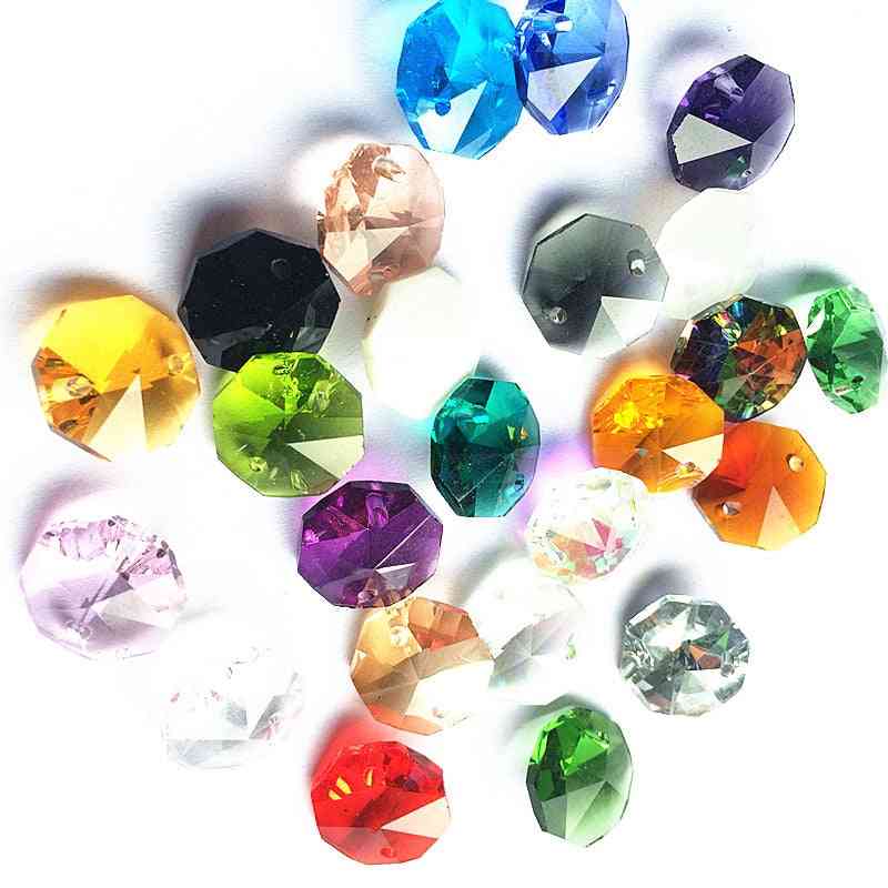 Crystal Chandelier Octagon Beads In 2 Holes -cut & Faceted Glass