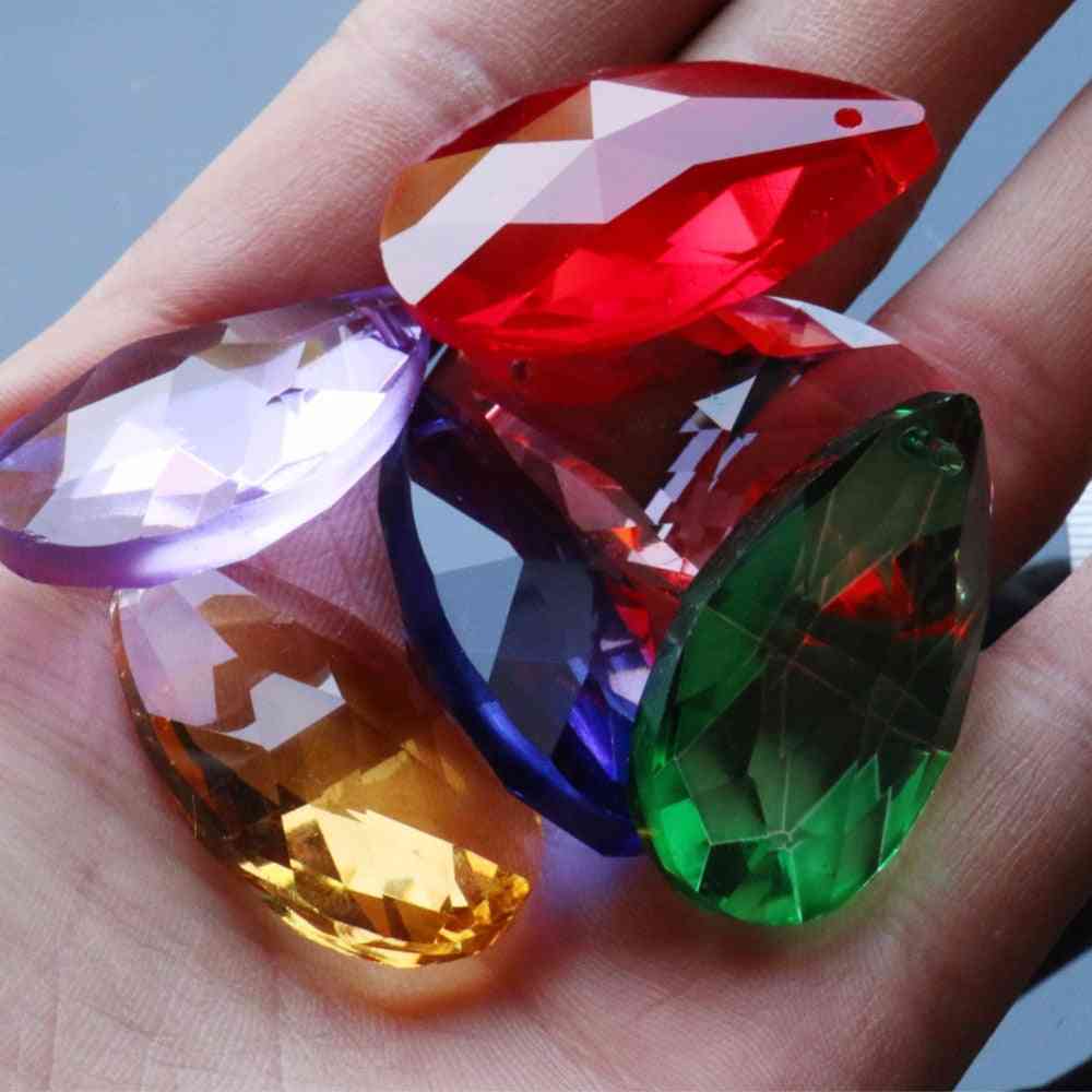 6 Stück gemischte Farbgruppe, Tropfen 38mm, Regenbogenglas Kristall Prisma Anhänger Kronleuchter Schmuck, Suncatcher Spacer facettiert