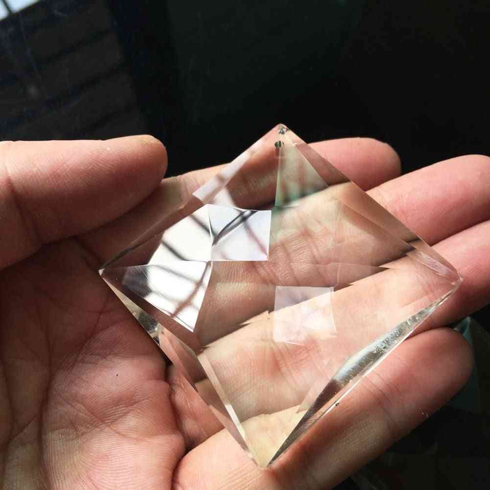 75 mm solfanger glasskunst fasettert, krystallprisme, lysekrone firkantet anheng ornament