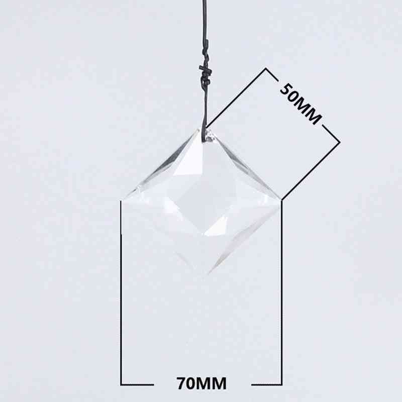 75 mm suncatcher glas kunst facetteret, krystal prisme, lysekrone firkantet vedhæng ornament til vinduesindretning 3.0in