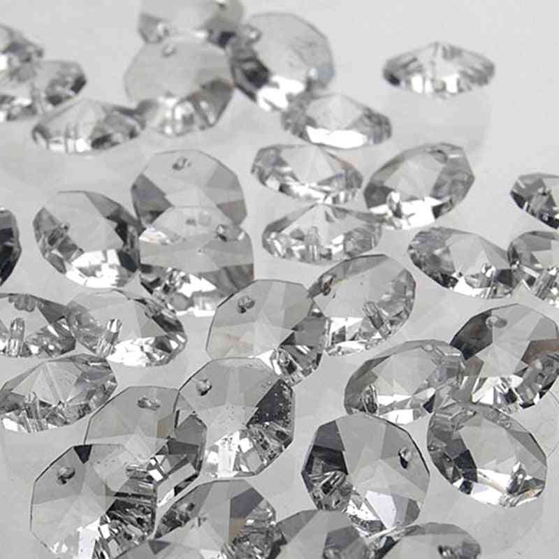 200 Stück 14mm klare Kristall-Achteckperle, K9-Kristall 2-Loch, DIY Hochzeit & Heimdekoration, Kristallzubehör Kronleuchter Teile -