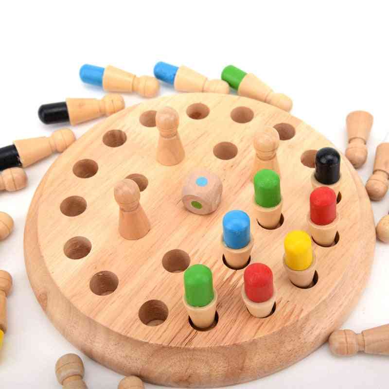 дървена пъзел настолна игра - цветна шахматна памет за деца