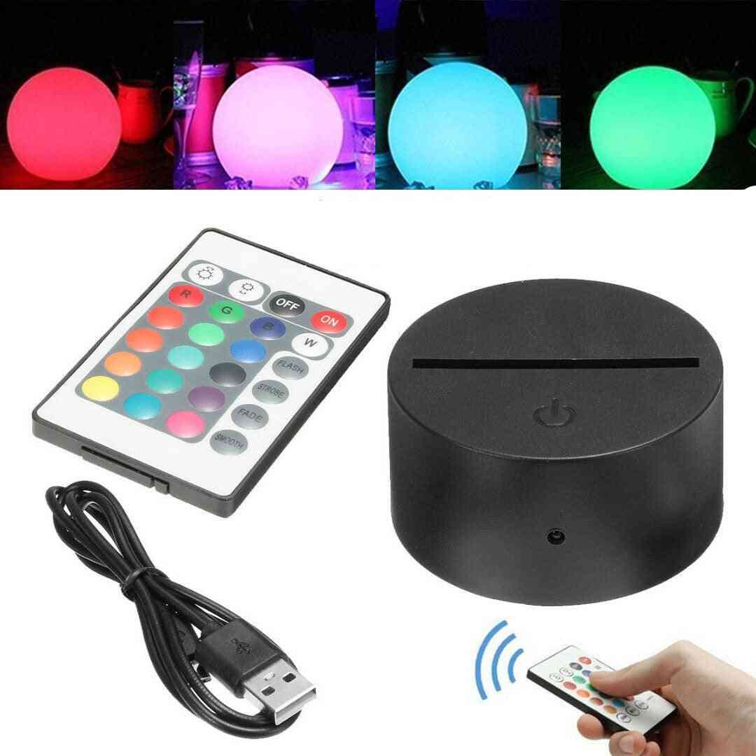3d Led Night Light Lamp Base Stand With Power Adapter, Usb Cable & Remote Control