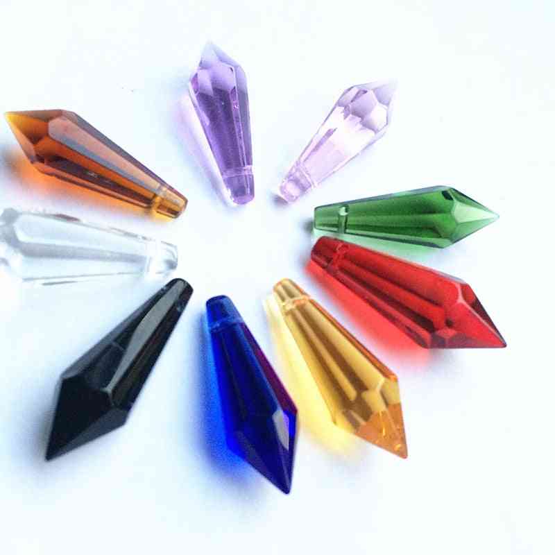 Candelabro de cristal colgantes prismas (anillo libre) corte multicolor y vidrio facetado 36 mm U-icicle gotas para decoración de tartas