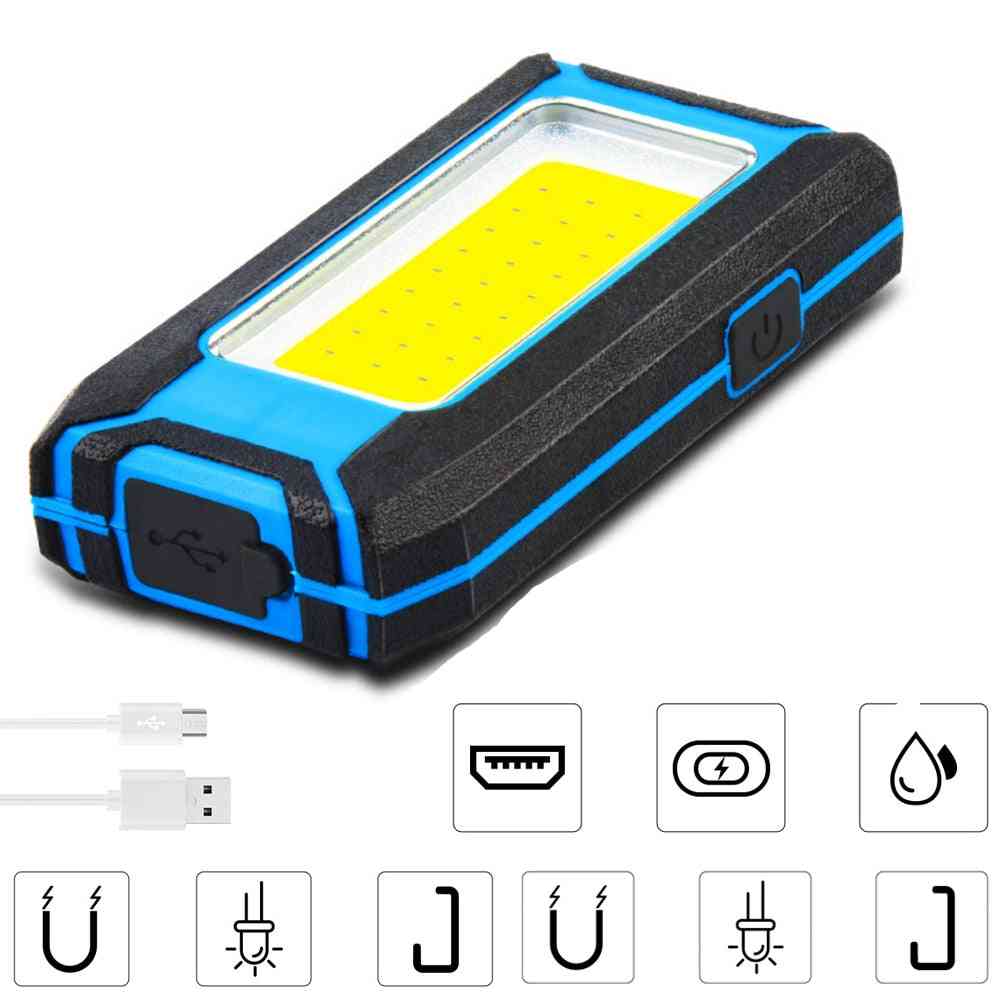 Powerful Cob, Led Flashlight Torch, Usb Rechargeable Lamp