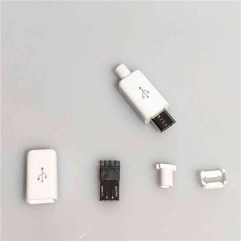 Connettore maschio micro usb a 4 pin plug nero / bianco dati di saldatura interfaccia linea otg accessori cavo dati fai da te