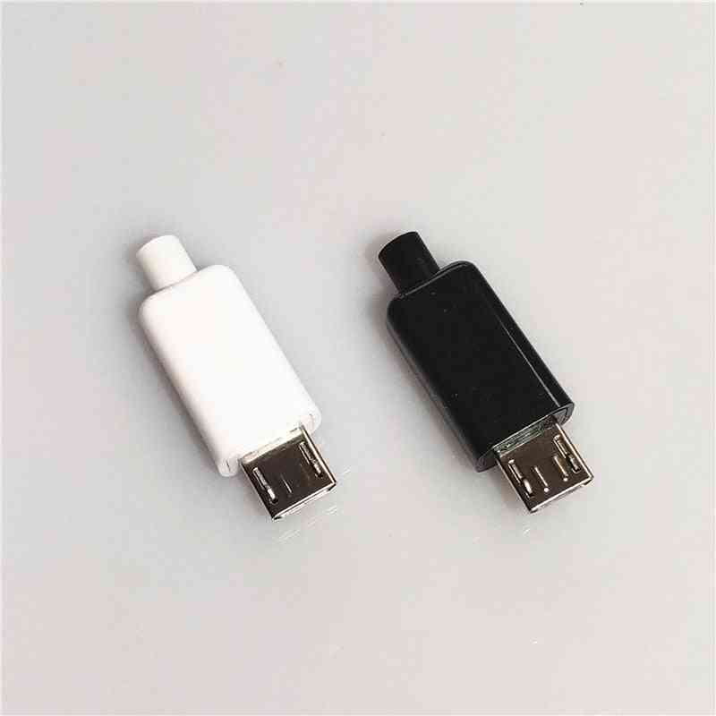 Connettore maschio micro usb a 4 pin plug nero / bianco dati di saldatura interfaccia linea otg accessori cavo dati fai da te