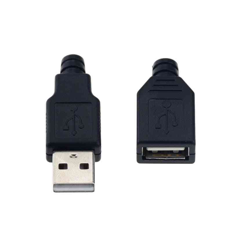 Typ a męskie żeńskie złącze wtykowe USB z plastikową osłoną zestawy do samodzielnego montażu - 10szt