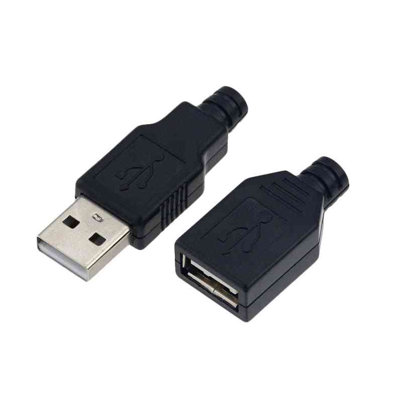Tastați un conector de priză USB cu 4 pini, masculin / feminin, cu capac din plastic